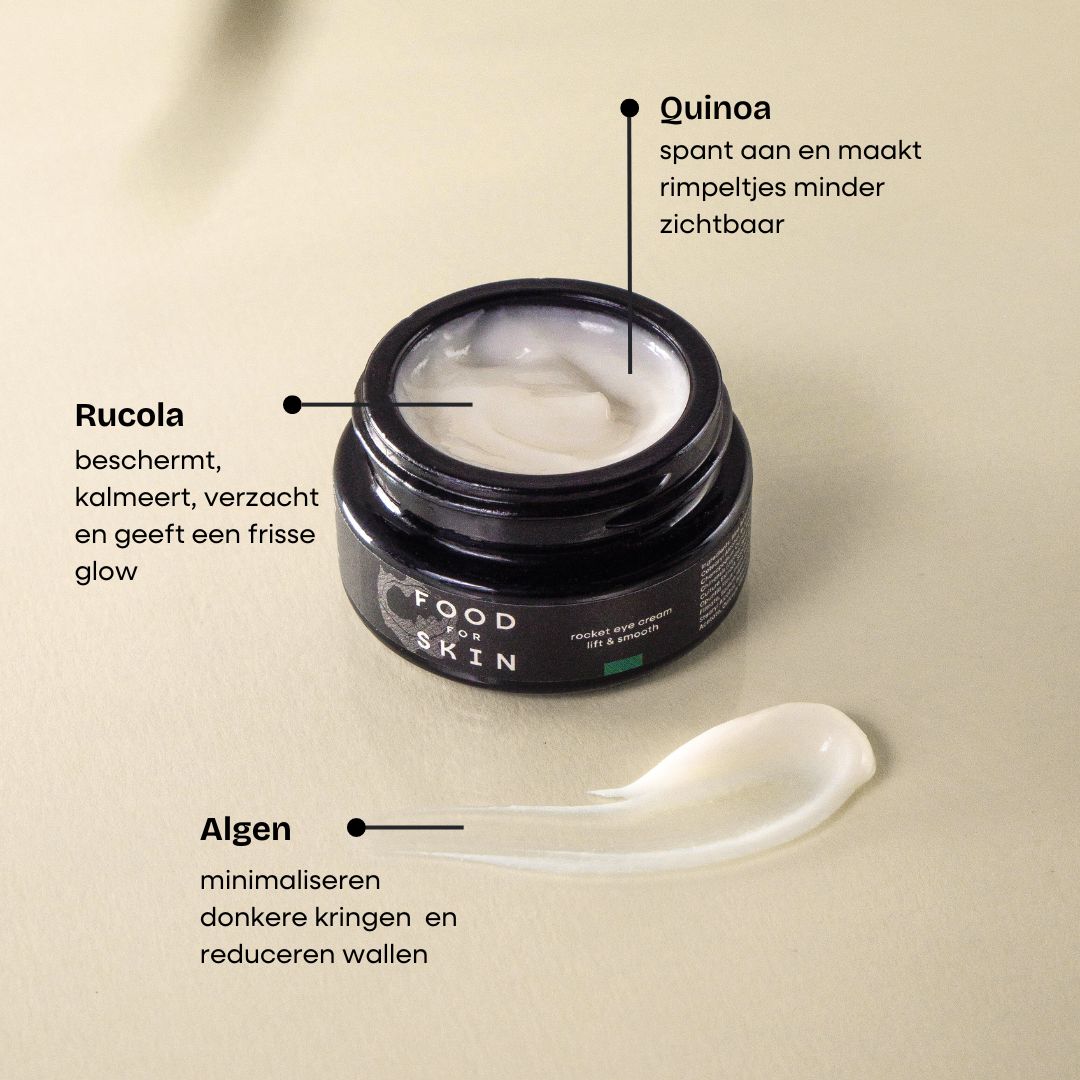Food for Skin Rocket Eye Cream textuur en potje en voordelen van de crème