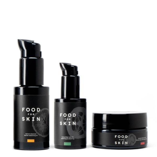 Food for Skin Set Cucumber kalmerende skincare set cleanser serum crème
