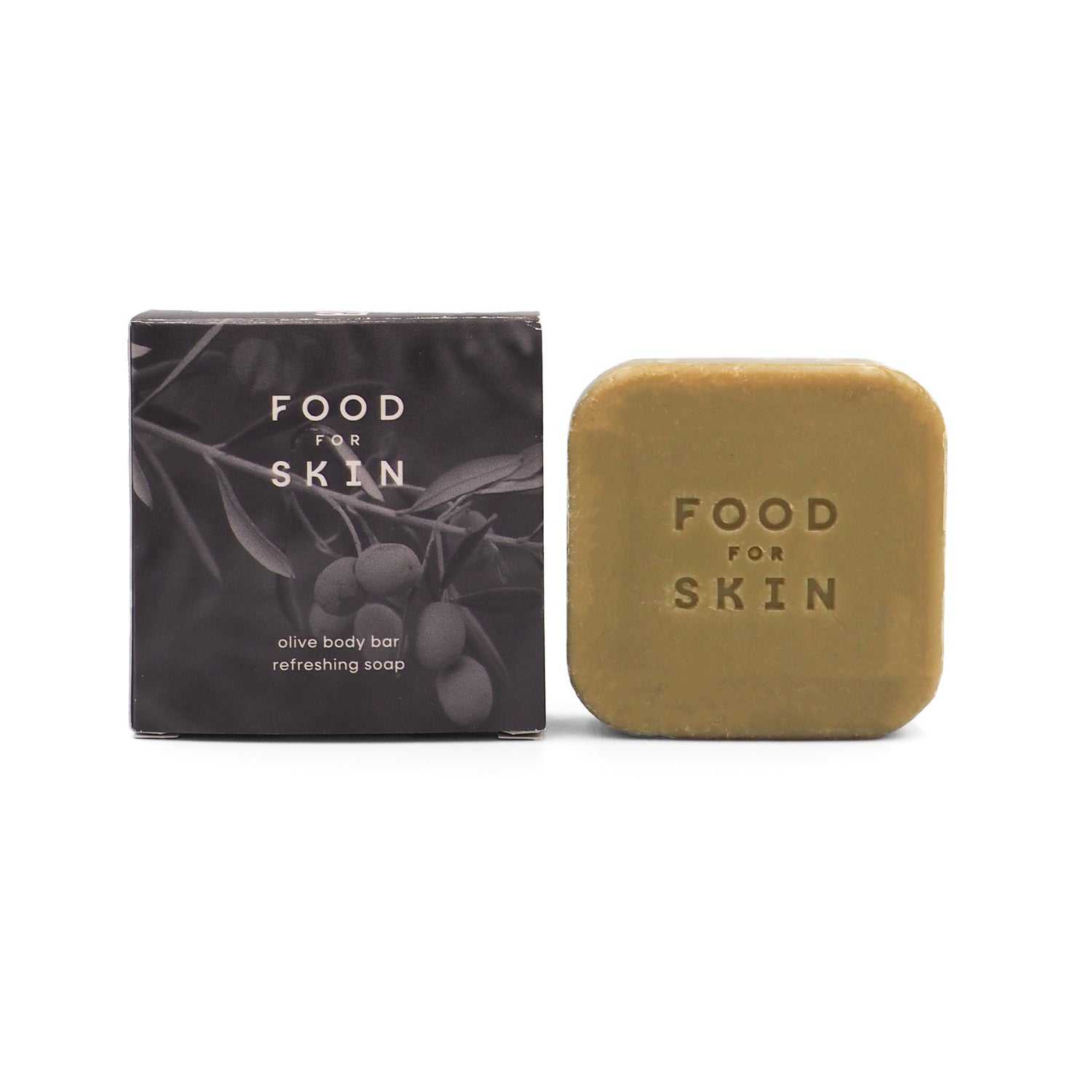 Olijf body bar Food for Skin in doosje