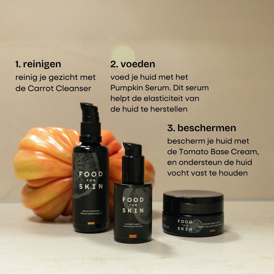 Uitleg 3 stappen routine Food for Skin set Pumpkin