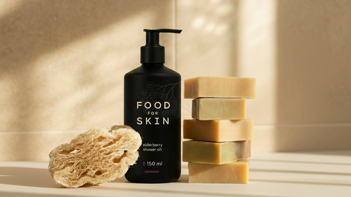 Shower pakket met body bar, loofah en shower oil 