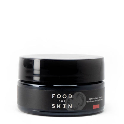 Food for Skin natuurlijke gezichtscrème in zwarte glazen pot
