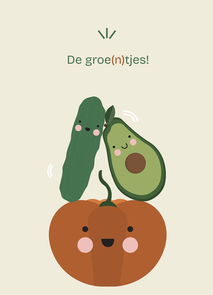 Ansichtkaart groentes: De groe(n)tjes!