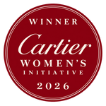 Badge: Winner Cartier Women's Initiative 2026, rond rood zegel