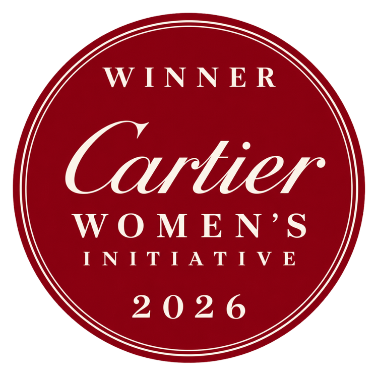 Badge: Winner Cartier Women's Initiative 2026, rond rood zegel